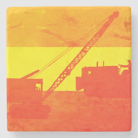 Crane Shovel OPERATION ENGINEER art bulldozer Stenen Onderzetter (Voorkant)