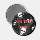 Crâne Spectres B&W rouge 'Your Text' frigo aimant (Recto/Verso)