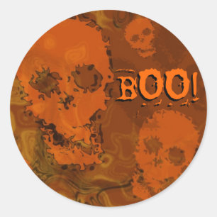 Crâne Spectres Orange 'BOO!' autocollant