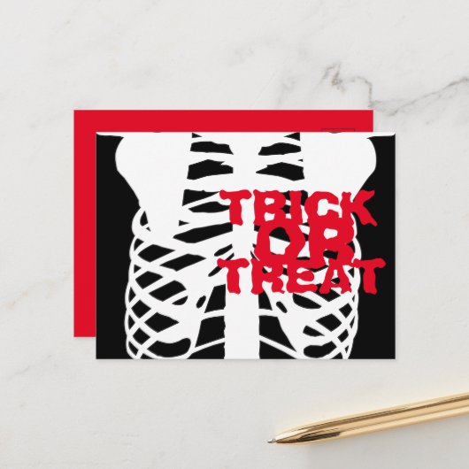 crâne, squelette halloween invitations Carte posta (Devant/Arrière en situation)