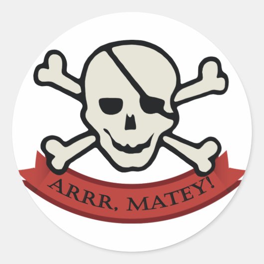 Crâne - Sticker rond classique blanc, brillant (Devant)