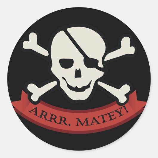 Crâne - Sticker rond classique noir, brillant (Devant)