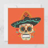 Crâne sucre Dia de Muertos Invitation du Parti (Devant)