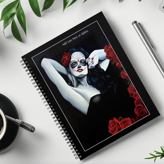 Crâne sucre Roses rouges Noir