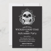 Crâne sur les invitations de la fête d'Halloween n (Devant)