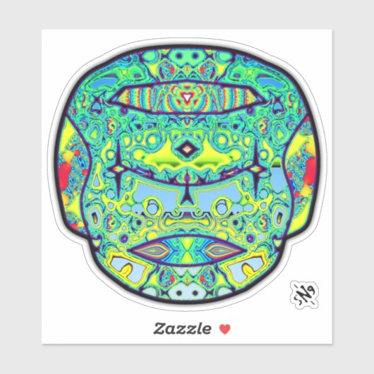 Crâne tatoué coloré autocollant v3 (Feuille)