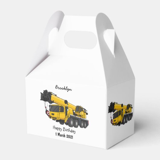 Crane truck cartoon illustratie bedankdoosjes (Voorkant Zijde)