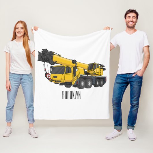 Crane truck cartoon illustratie fleece deken (In situ)