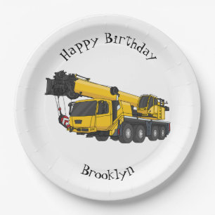 Crane truck cartoon illustratie papieren bordje
