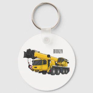 Crane truck cartoon illustratie sleutelhanger
