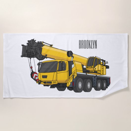 Crane truck cartoon illustratie strandlaken (Voorkant)