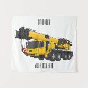 Crane truck cartoon illustratie wandkleed