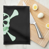 Crâne Vert Et Crossbones Serviette De Cuisine (Quart Plié)