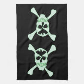Crâne Vert Et Crossbones Serviette De Cuisine (Vertical)