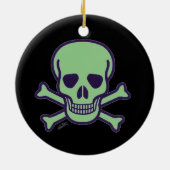 Crâne vert noir rond ornement céramique 2 côtés (Dos)