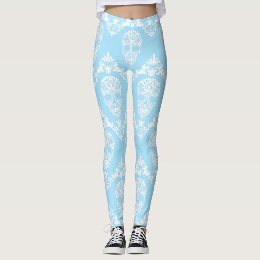 crâne victorien bleu leggings (Devant)
