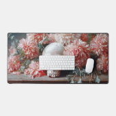 Crâne vintage et fleurs rose pâle (Clavier et souris)