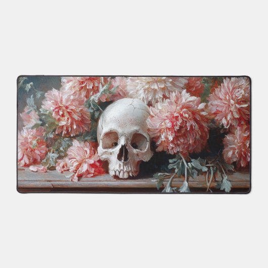 Crâne vintage et fleurs rose pâle (Recto)