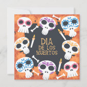 Crânes à sucre Dia de Muertos Invitation du Parti (Devant)