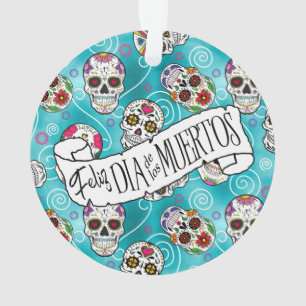 Crânes à sucre et tourbillons Rose Turquoise ID725