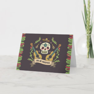 Crânes à sucre floral Dia de Muertos Carte de voeu