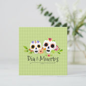 Crânes à sucre florales Dia de Muertos Invitation (Debout devant)