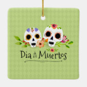 Crânes à sucre florales Dia de Muertos | Ornement (Dos)