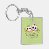 Crânes à sucre florales Dia de Muertos | Porte-clé (Devant gauche)