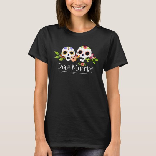 Crânes à sucre florales Dia de Muertos | T-shirt (Devant)