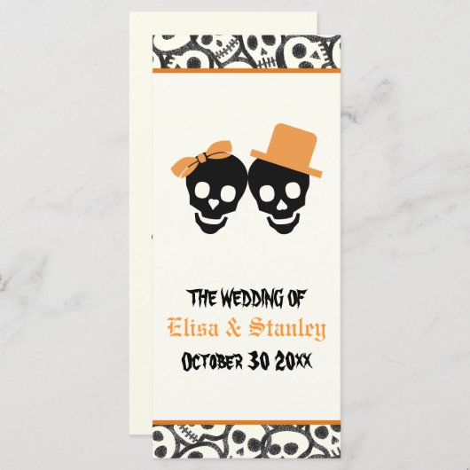 Crânes amusants Programme de mariage d'orange d'Ha (Devant / Derrière)