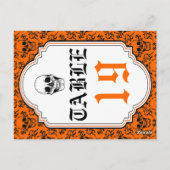 Crânes damask orange, mariage noir numéro de table (Dos)