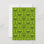 Crânes damask vert, noir mariage Halloween RSVP (Dos)