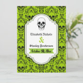 Crânes damask vert, programme de mariage noir (Debout devant)