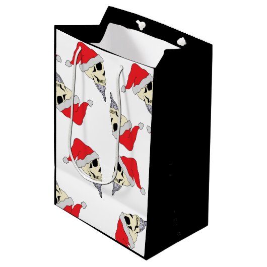 Crânes de Noël avec Sac à cadeaux de Noël Blanc (Devant Angle)