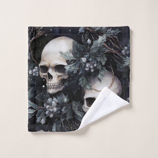 Crânes de Noël gothiques (Gant de toilette)