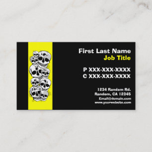 Crânes de splat de peinture jaune noir cartes pers