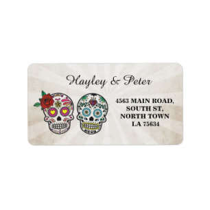 Crânes de sucre Halloween Stickers d'adresse Étiqu