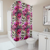 Crânes de sucre noir rose grunge rideau de douche (En situation)