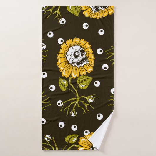 crânes de tournesol sans couture motif (Serviette de bain)