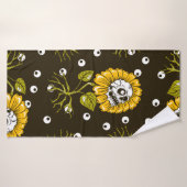 crânes de tournesol sans couture motif (Serviette de bain)