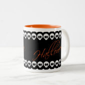 Crânes d'Halloween Noir Blanc et Mug orange (Devant droit)