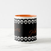 Crânes d'Halloween Noir Blanc et Mug orange (Centre)