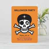 Crânes d'Halloween sur invitation orange (Debout devant)