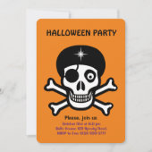 Crânes d'Halloween sur invitation orange (Devant)