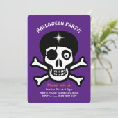 crânes d'Halloween sur invitation orange et violet (Debout devant)