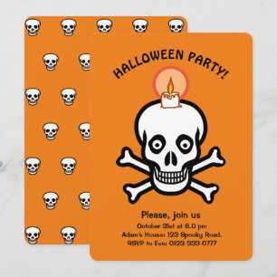 Crânes effrayants d'Halloween sur invitation orang