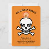 Crânes effrayants d'Halloween sur invitation orang (Devant)