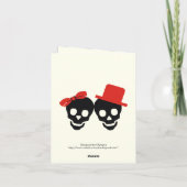Crânes élégants Halloween mariage rouge Merci (Dos)