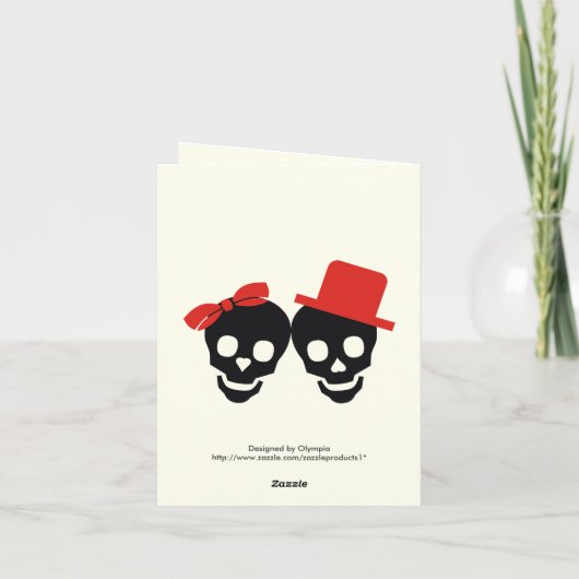 Crânes élégants Halloween mariage rouge Merci (Dos)