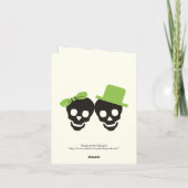 Crânes élégants Halloween mariage vert Merci (Dos)
